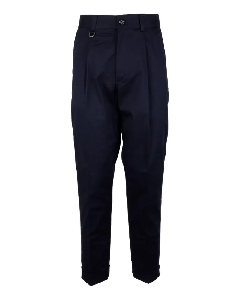 Paolo Pecora Milano pleated turn-up trousers - Blau Blau