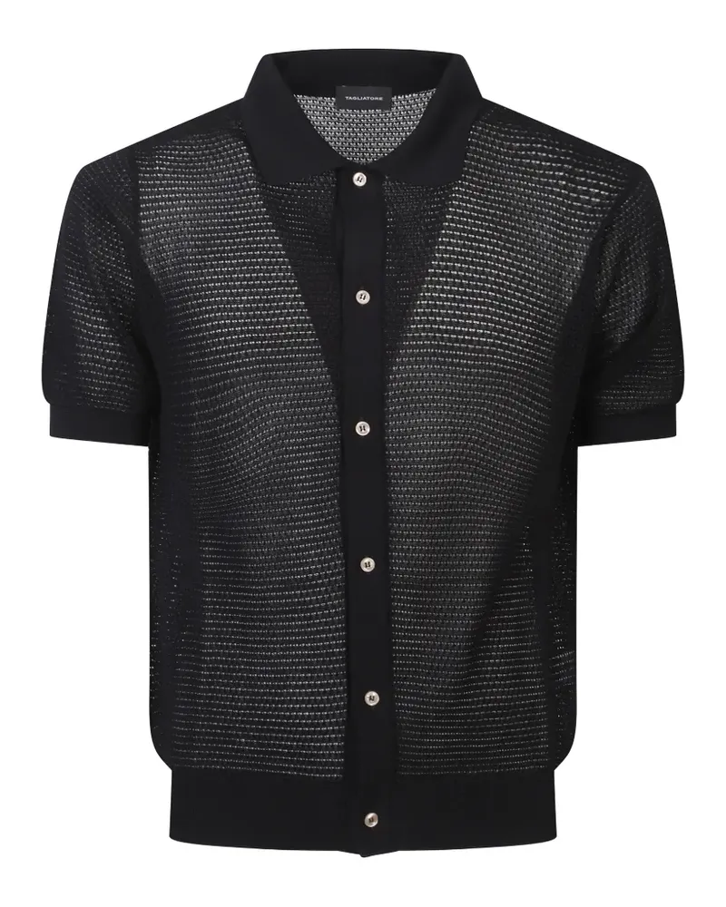 Tagliatore Geknöpftes Mesh-Hemd - Schwarz Schwarz