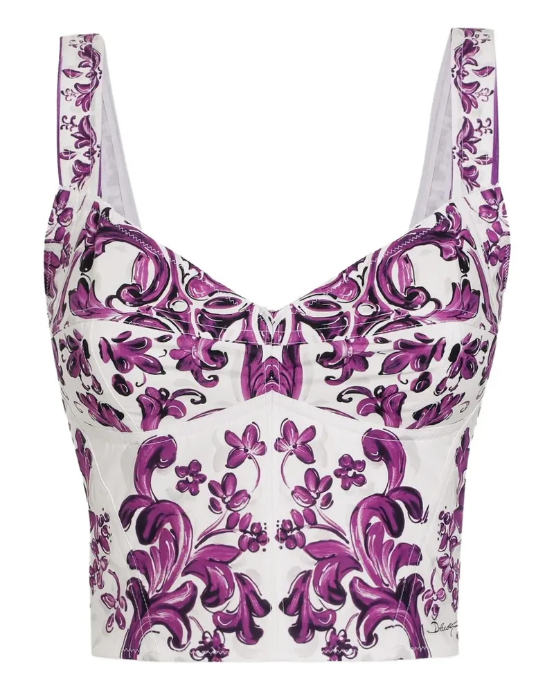 Dolce & Gabbana Oberteil mit grafischem Print - Weiß Weiß