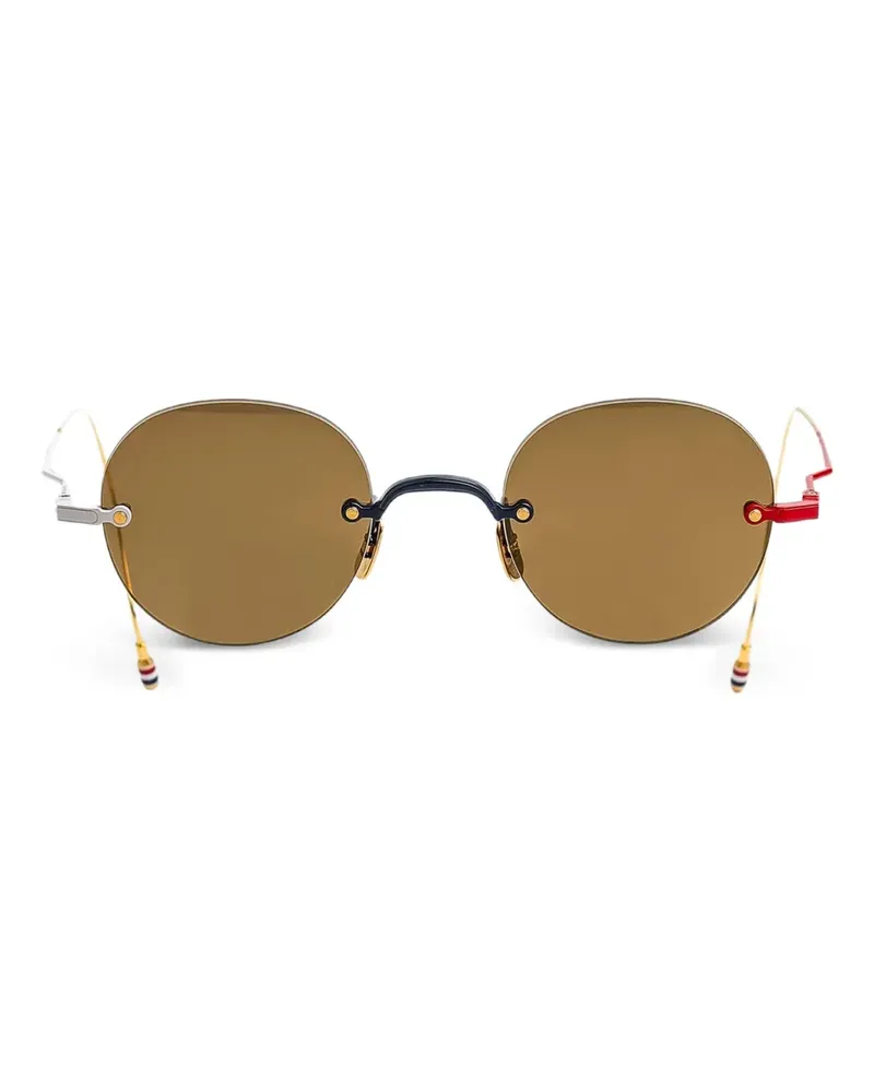 Thom Browne Sonnenbrille mit rundem Gestell - Gold Gold