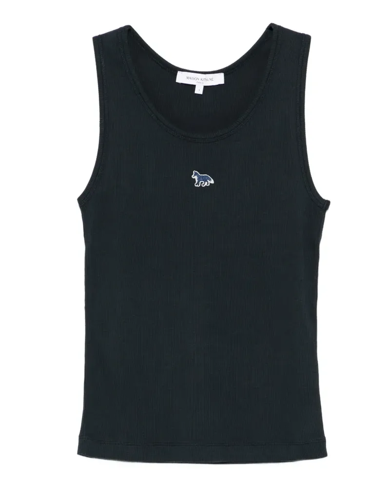 Kitsuné Geripptes Ma Tanktop mit Emblem - Blau Blau