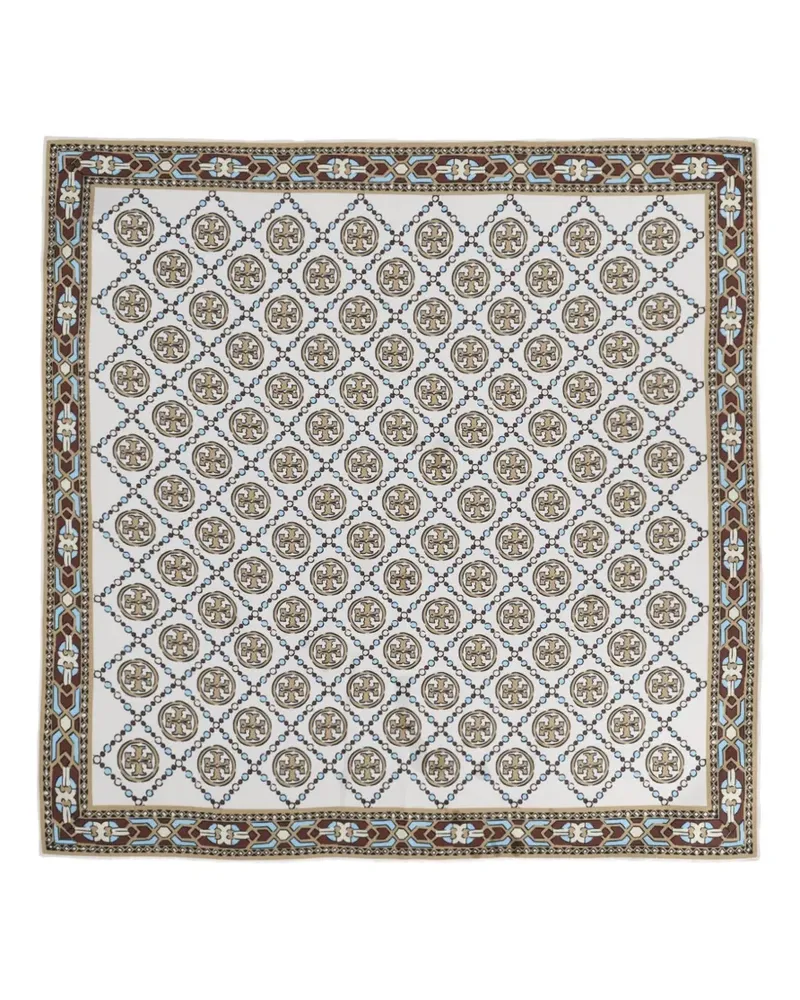 Tory Burch Double T Schal mit Logo-Print - Weiß Weiß