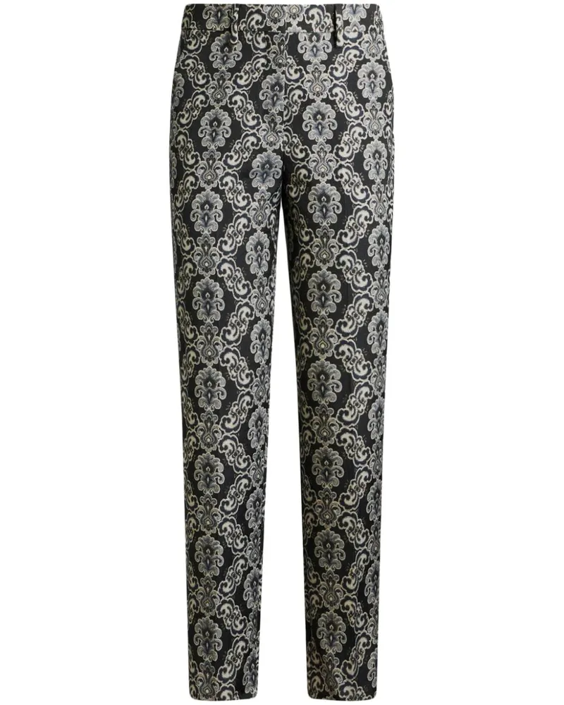 Etro Hose aus floralem Brokat - Schwarz Schwarz