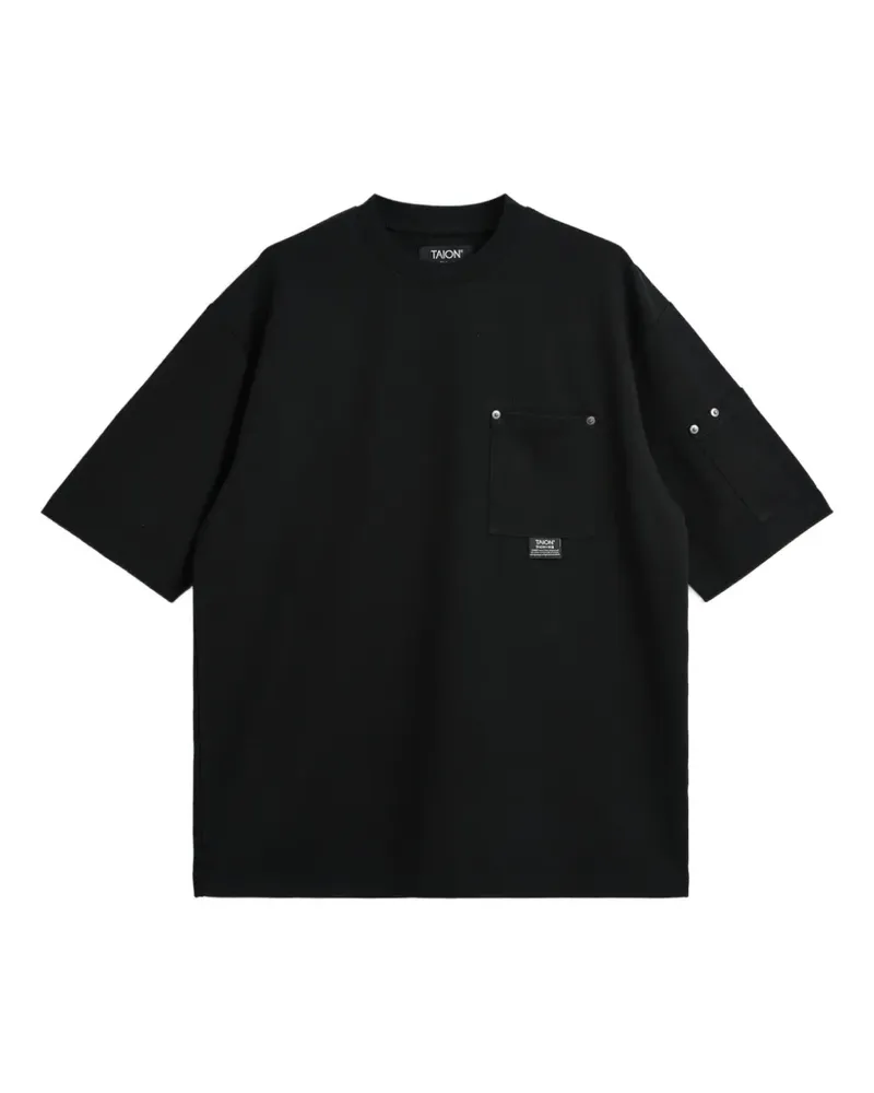 TAION T-Shirt mit Tasche - Schwarz Schwarz