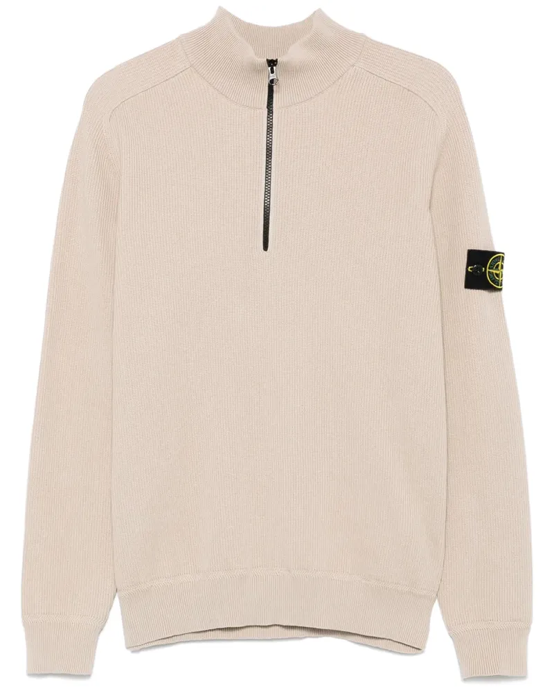Stone Island Pullover mit Kompass-Patch - Nude Nude