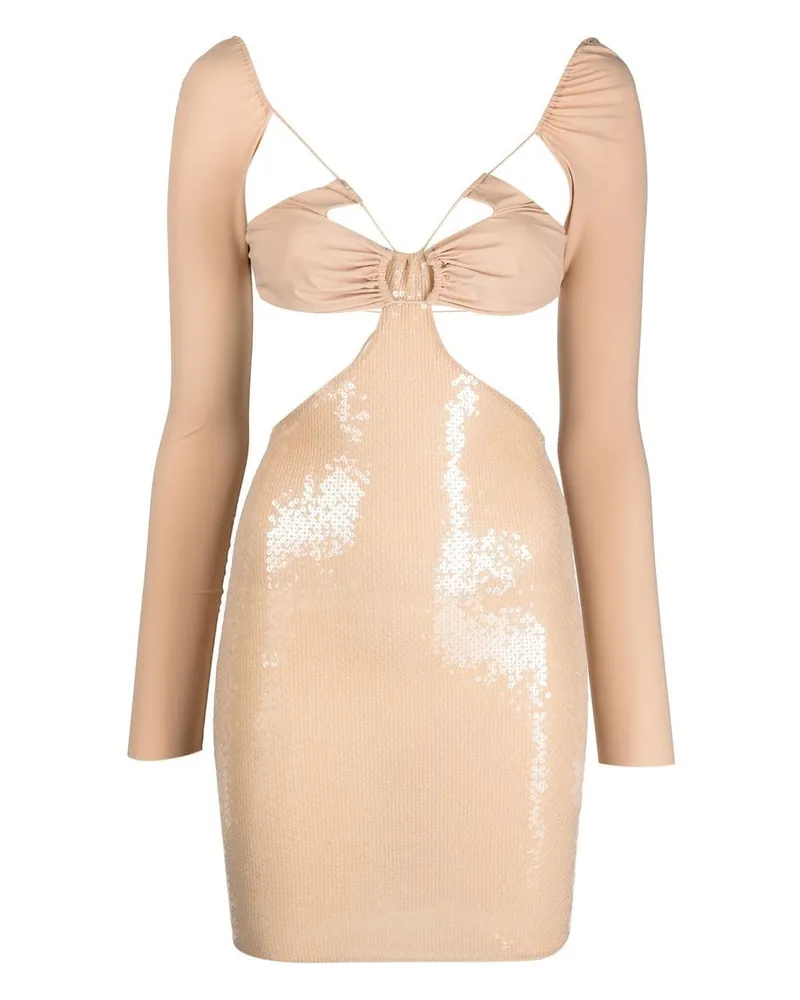 Amazuìn Minikleid mit Pailletten Nude