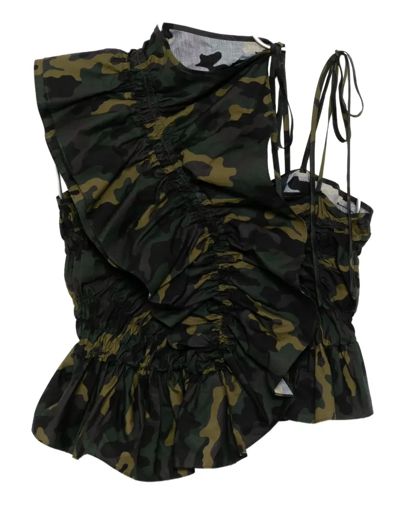JUUN.J Unbalanced Camo Shirring Oberteil - Grün Grün