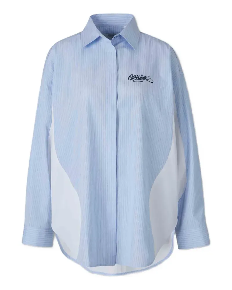 OFF-WHITE striped embroidered-logo shirt - Blau Blau