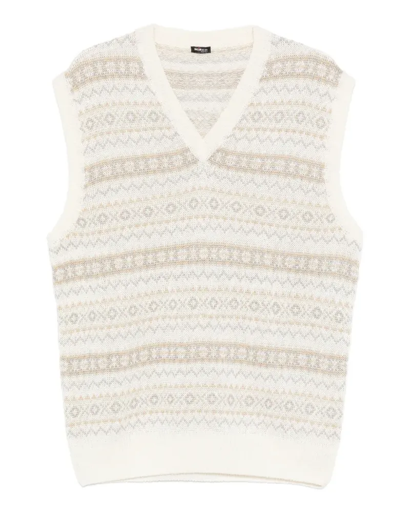 Kiton Gemusterter Pullunder mit V-Ausschnitt - Nude Nude