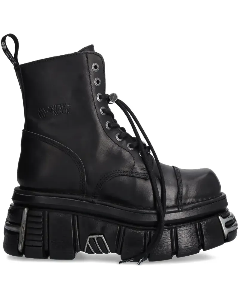New Rock M-NEWMILI083-S37 Plateau-Stiefel im Metallic-Look - Schwarz Schwarz