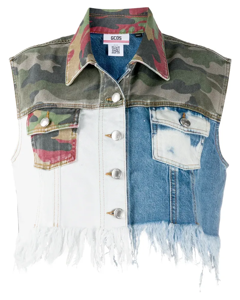GCDS Cropped-Weste im Patchwork-Design - Grün Grün