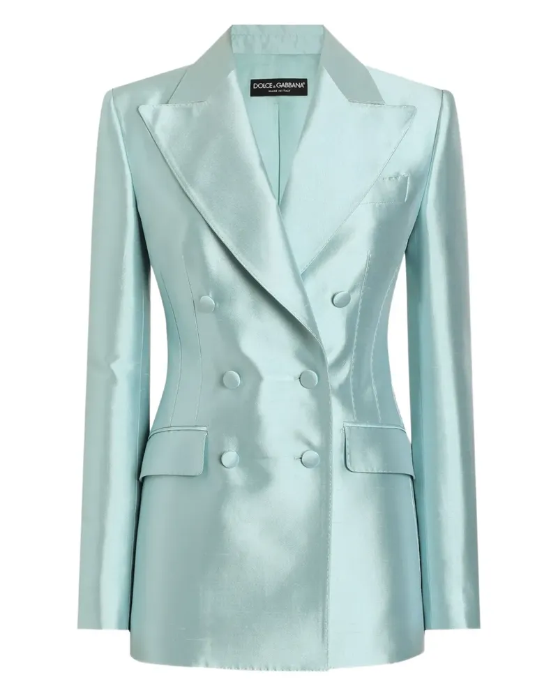 Dolce & Gabbana Doppelreihiger Blazer aus Satin - Blau Blau
