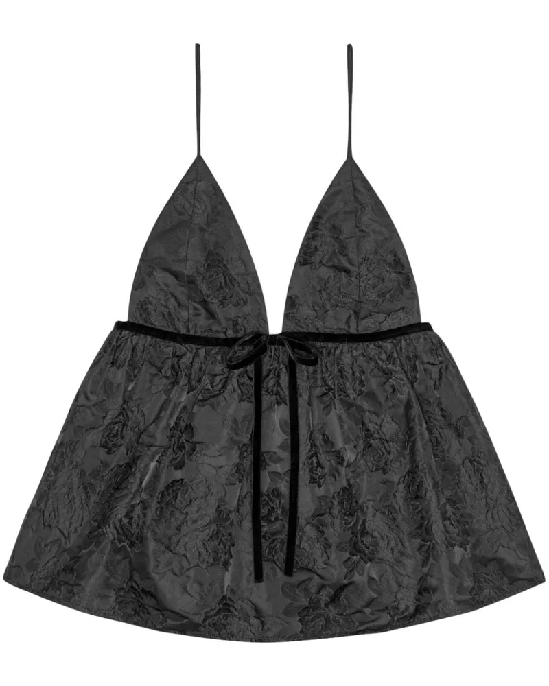 Ganni Tanktop aus Blumenjacquard - Schwarz Schwarz