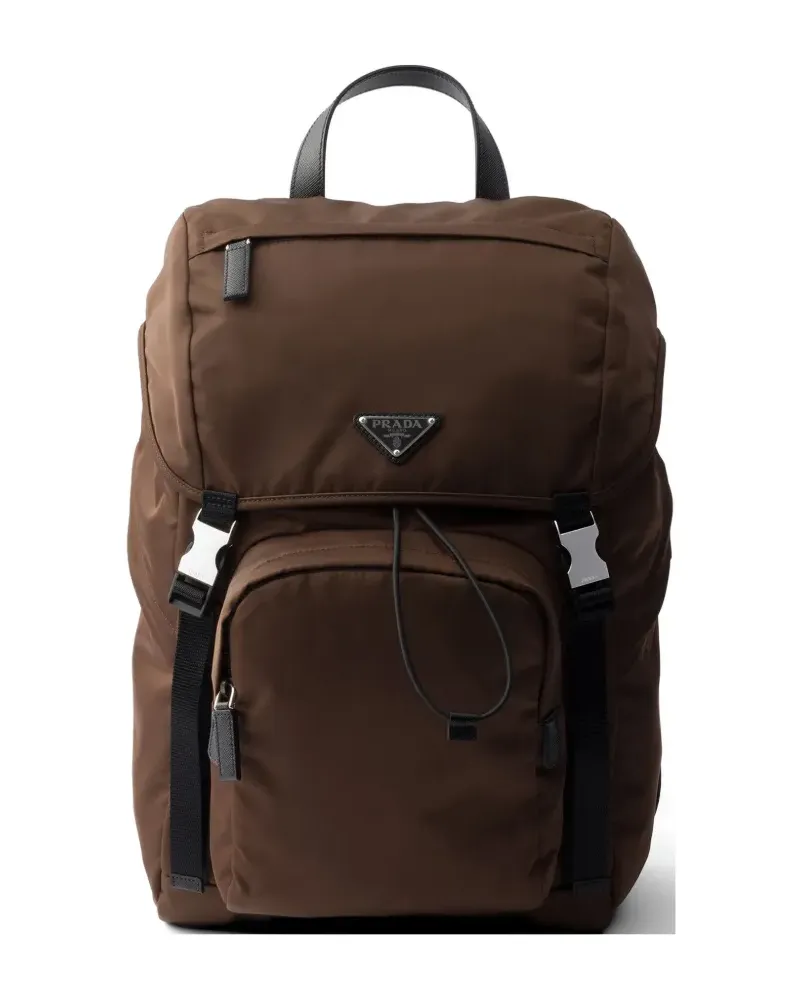 Prada Re-Nylon and Saffiano leather backpack - Braun Braun