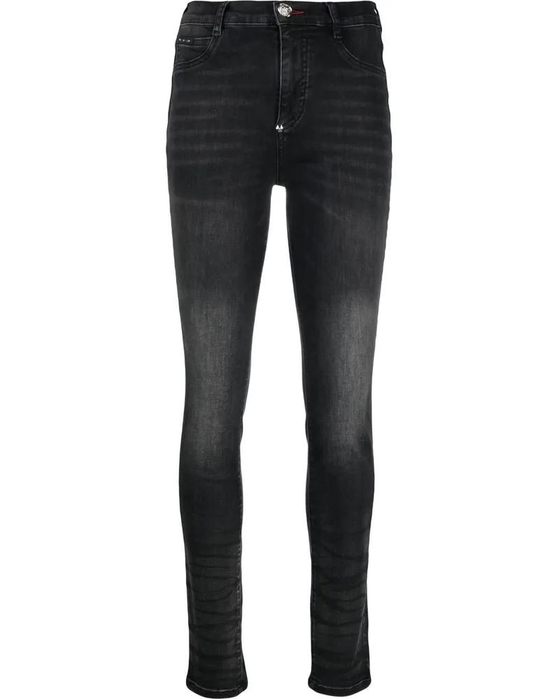 Philipp Plein Skinny-Jeans mit hohem Bund - Schwarz Schwarz