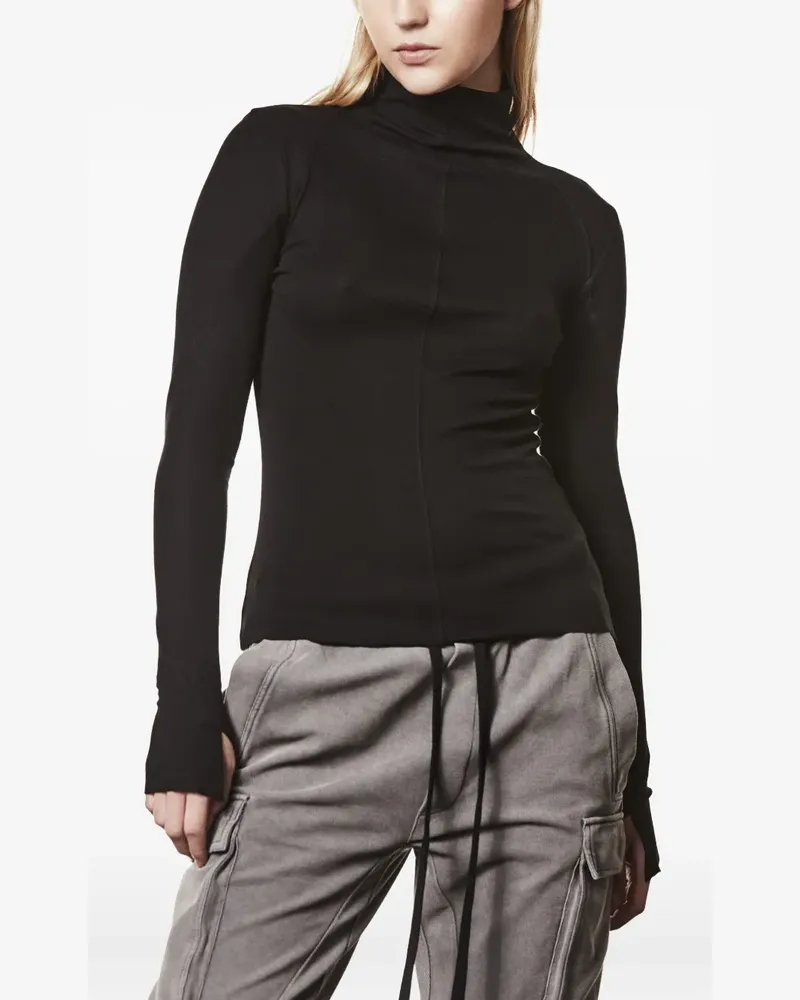 THOM KROM Langarmshirt mit Stehkragen - Schwarz Schwarz