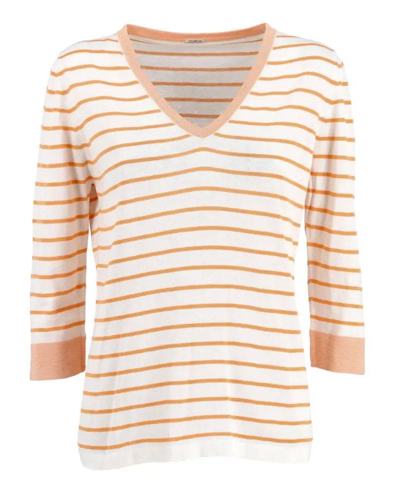 Malo stripe-pattern V-neck sweater - Weiß Weiß