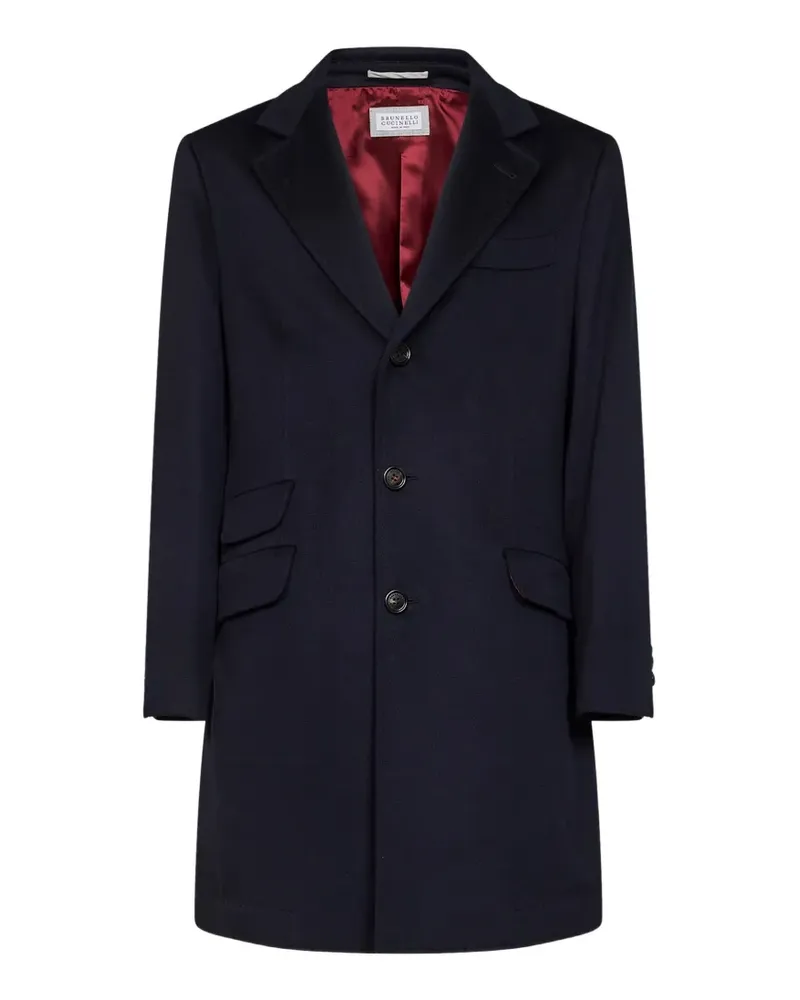 Brunello Cucinelli single-breasted notch-lapel coat - Blau Blau