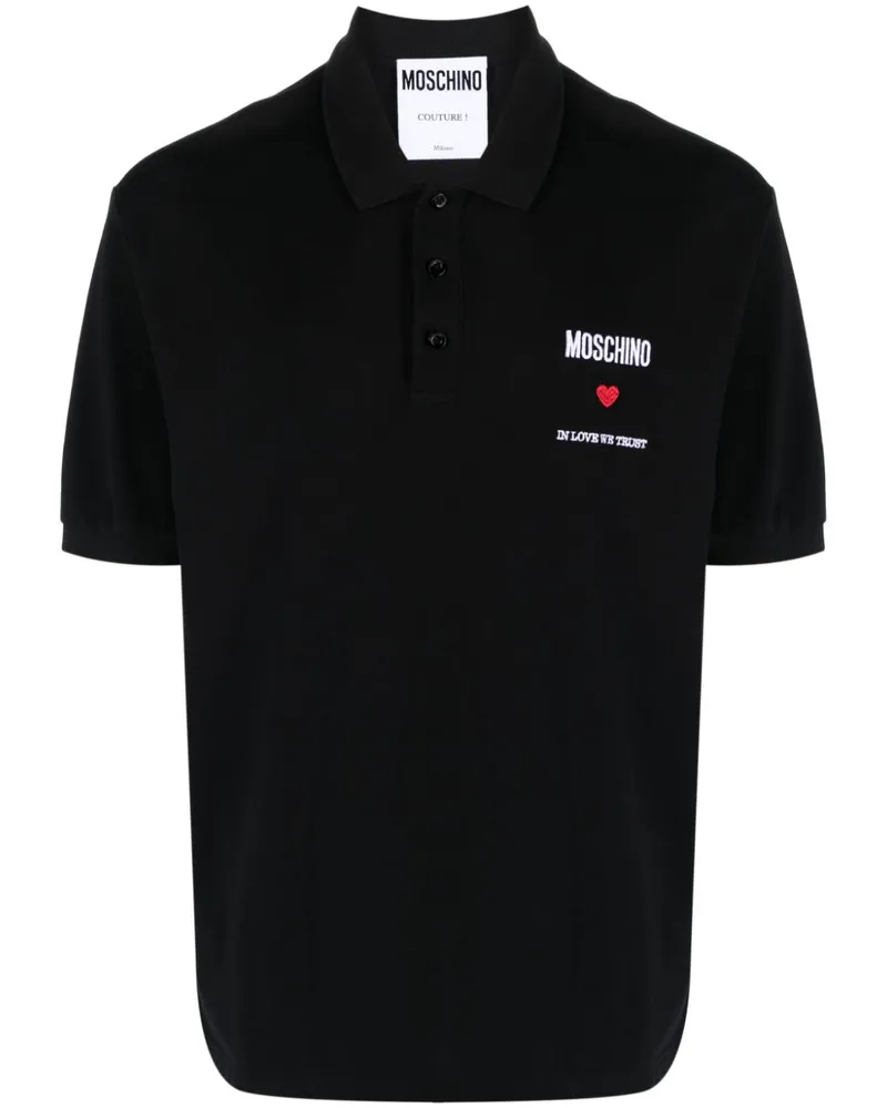 Moschino Poloshirt mit Logo-Stickerei - Schwarz Schwarz