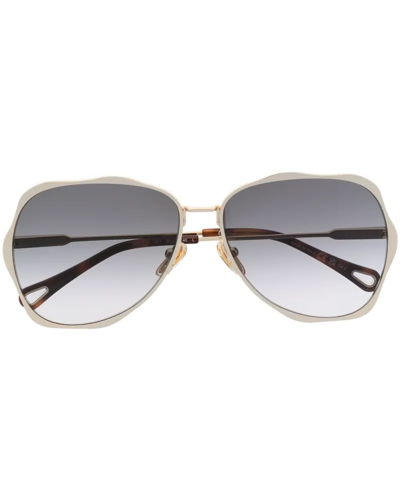 Chloé Pilotenbrille mit Logo-Gravur - Gold Gold