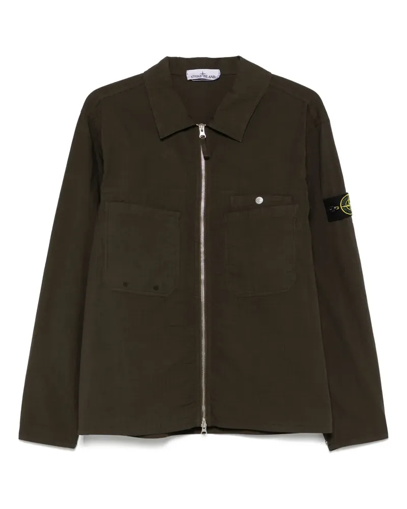 Stone Island Hemdjacke mit Kompass-Patch - Grün Grün