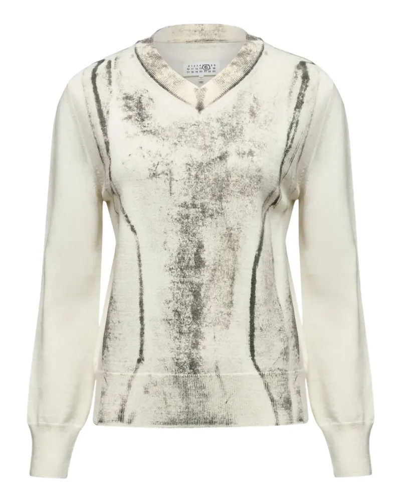 Maison Margiela Pullover mit abstraktem Print - Weiß Weiß