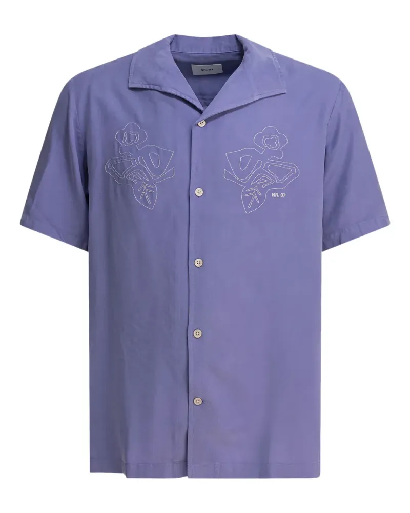NN 07 Hemd mit Blumenstickerei - Violett Violett