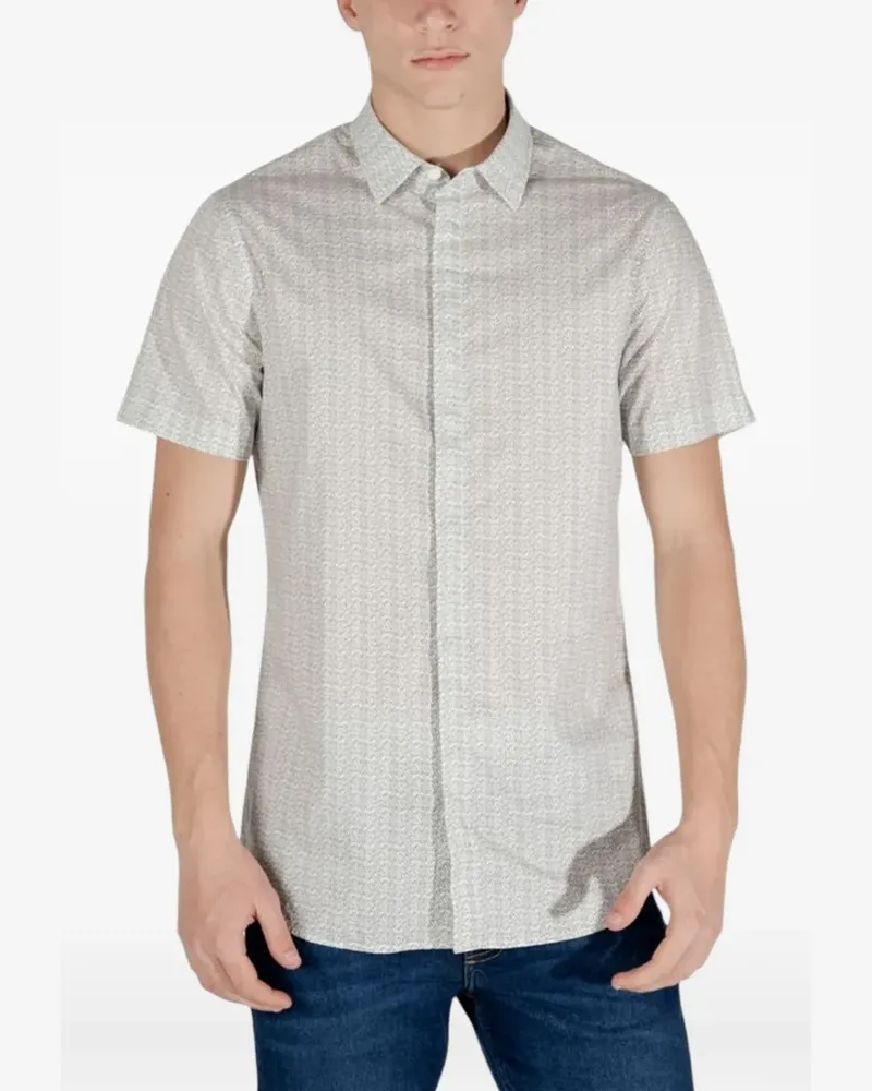 Armani Exchange all-over-print short-sleeve shirt - Weiß Weiß