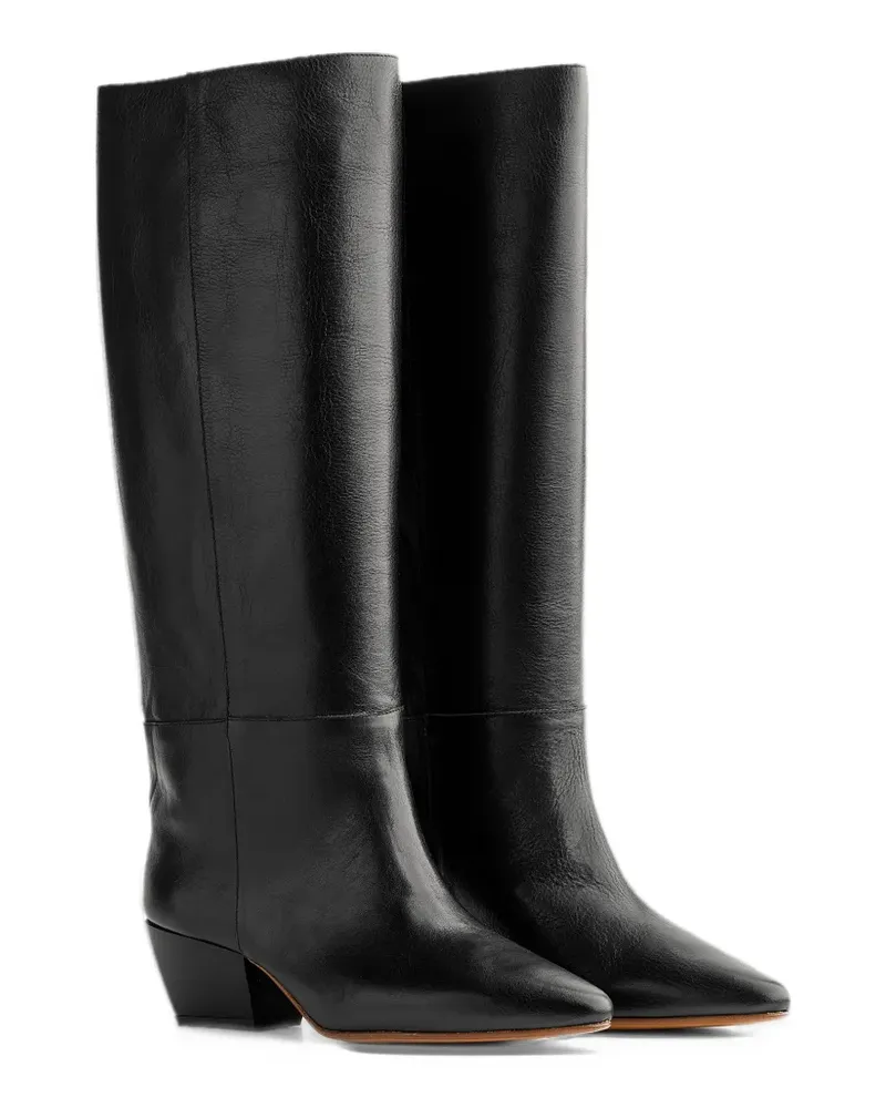 forte_forte pointed-toe leather knee-high boots - Schwarz Schwarz