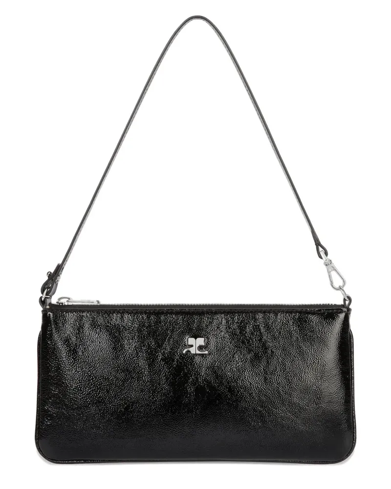 Courrèges logo-plaque zipped pouch - Schwarz Schwarz