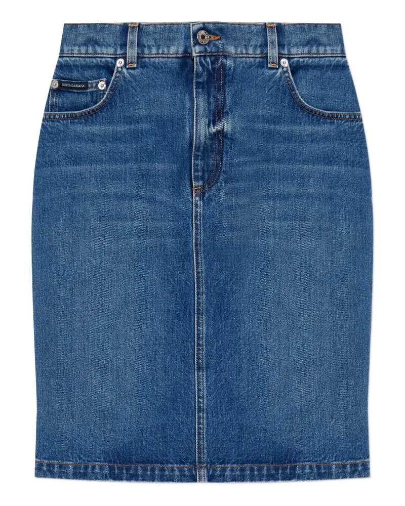 Dolce & Gabbana Minirock mit Logo-Schild - Blau Blau