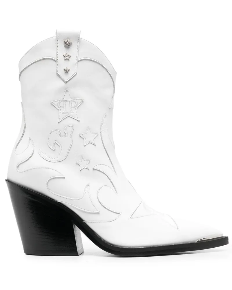 Philipp Plein Cowboystiefel mit Sterndetail Weiß