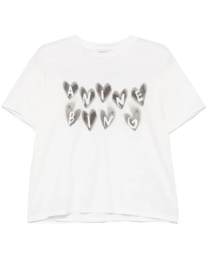 Anine Bing Cade Hearts T-Shirt - Weiß Weiß