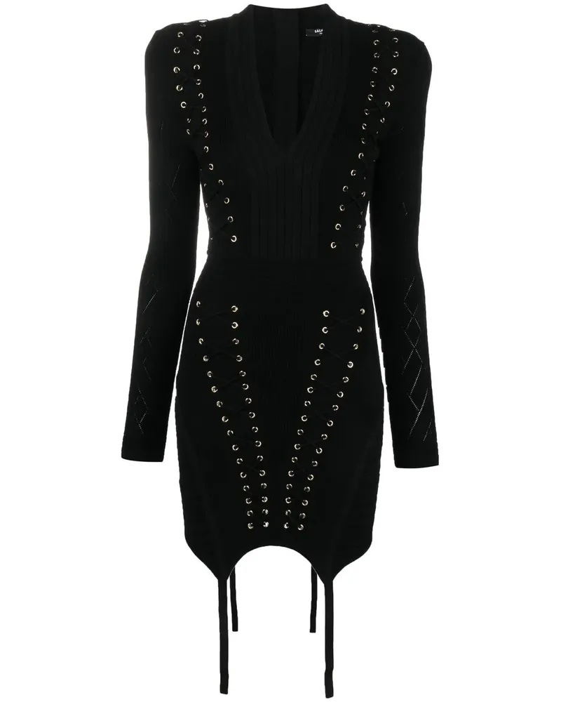 Balmain Kleid mit Ösen - Schwarz Schwarz