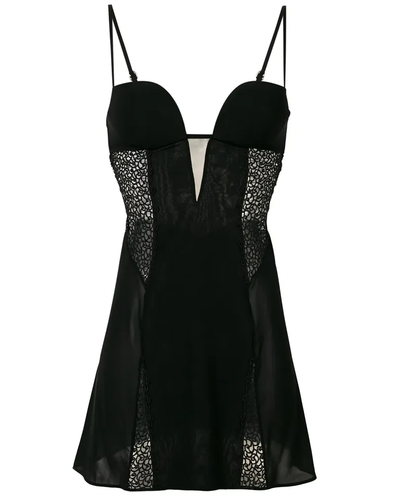 La Perla Nachthemd mit Spitzeneinsätzen - Schwarz Schwarz