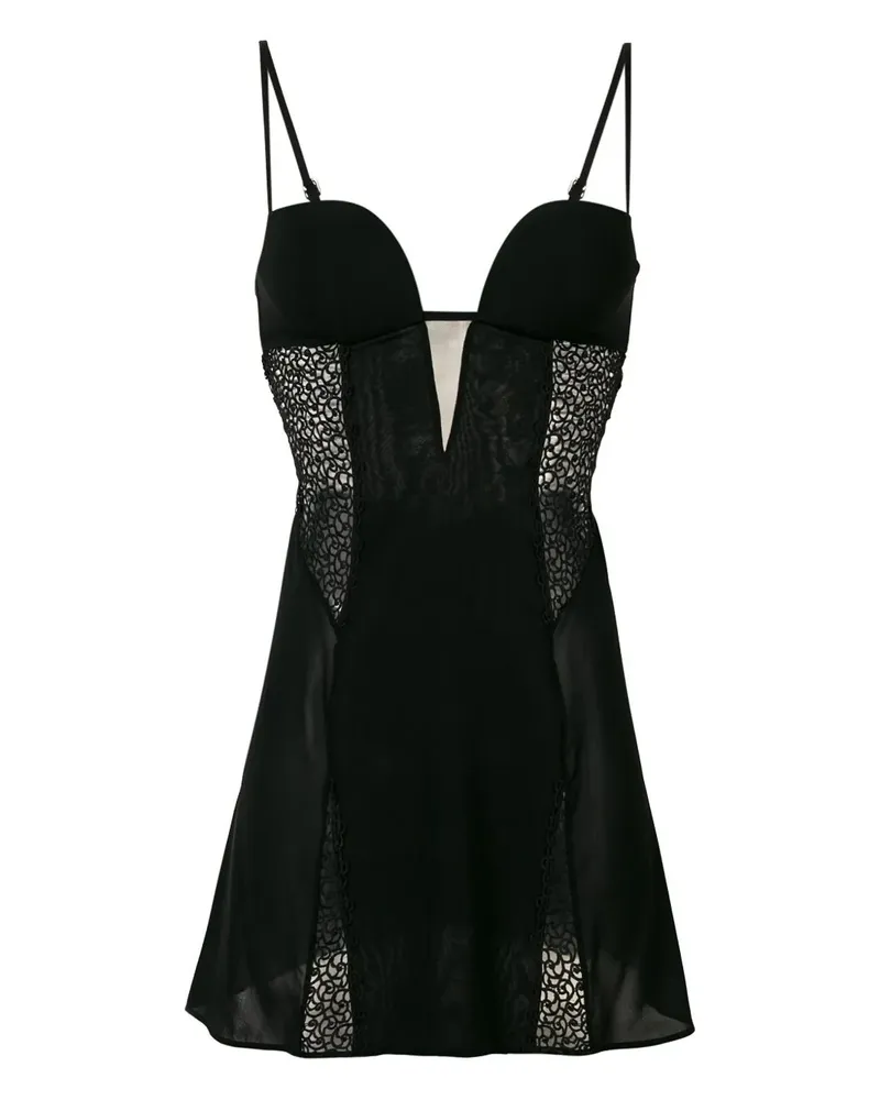 La Perla Nachthemd mit Spitzeneinsätzen - Schwarz Schwarz