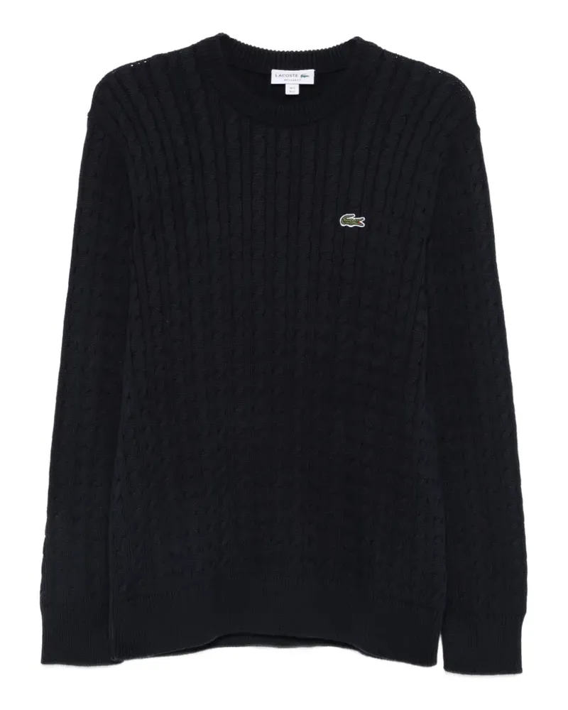 Lacoste cable-knit logo-patch sweater - Blau Blau