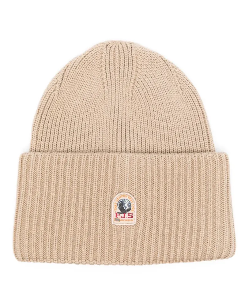 Parajumpers Gerippte Beanie mit Logo-Patch - Nude Nude
