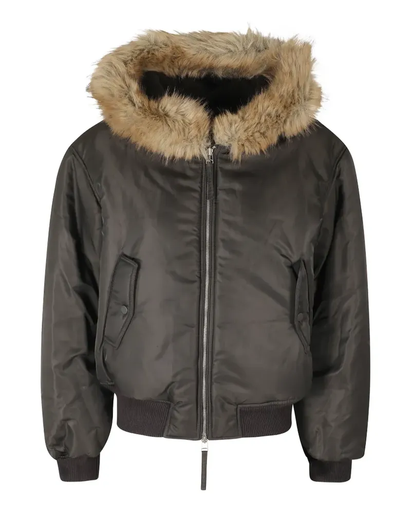 LOW CLASSIC Kapuzen-Steppjacke mit Faux Fur-Besatz - Braun Braun