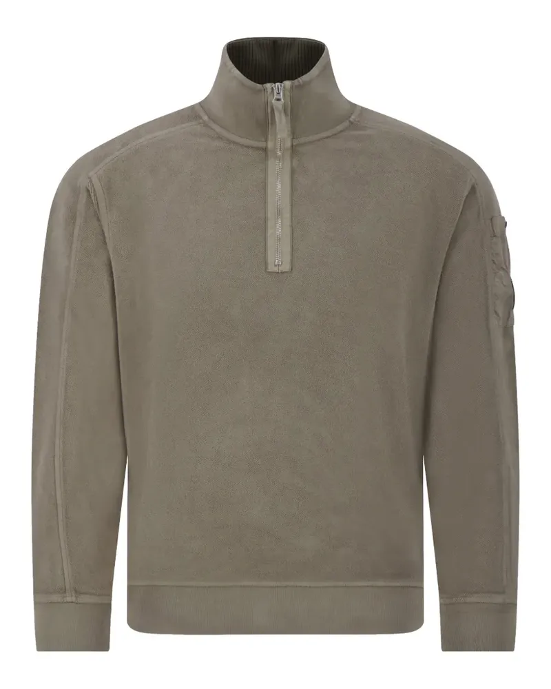 C.P. Company Gebürstetes Sweatshirt aus Fleece mit diagonalem Reißverschluss - Nude Nude