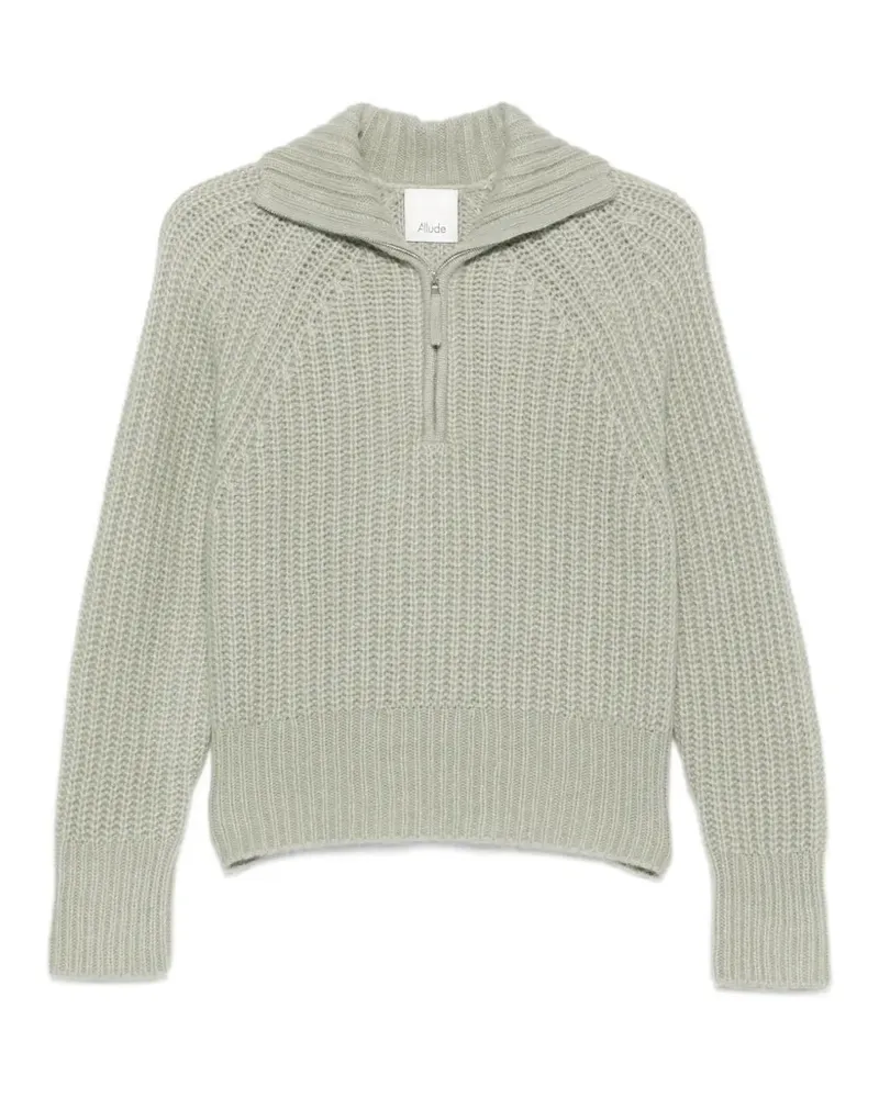 ALLUDE Gerippter Cardigan mit Reißverschluss - Grün Grün