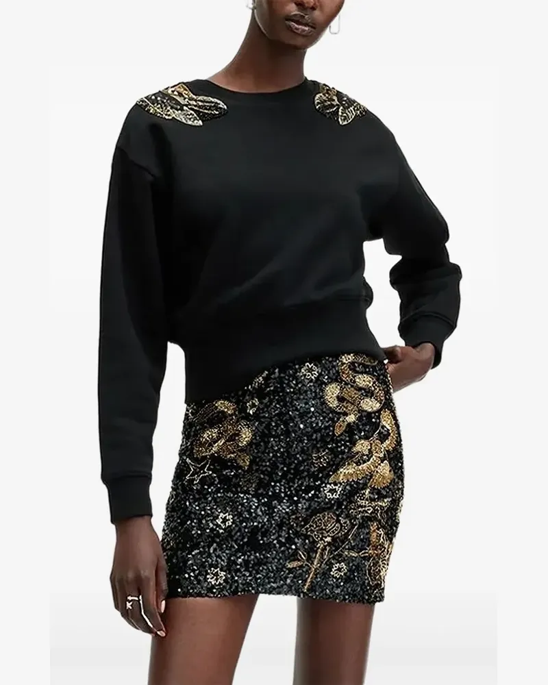 AllSaints Sweatshirt mit verzierter Feder - Schwarz Schwarz