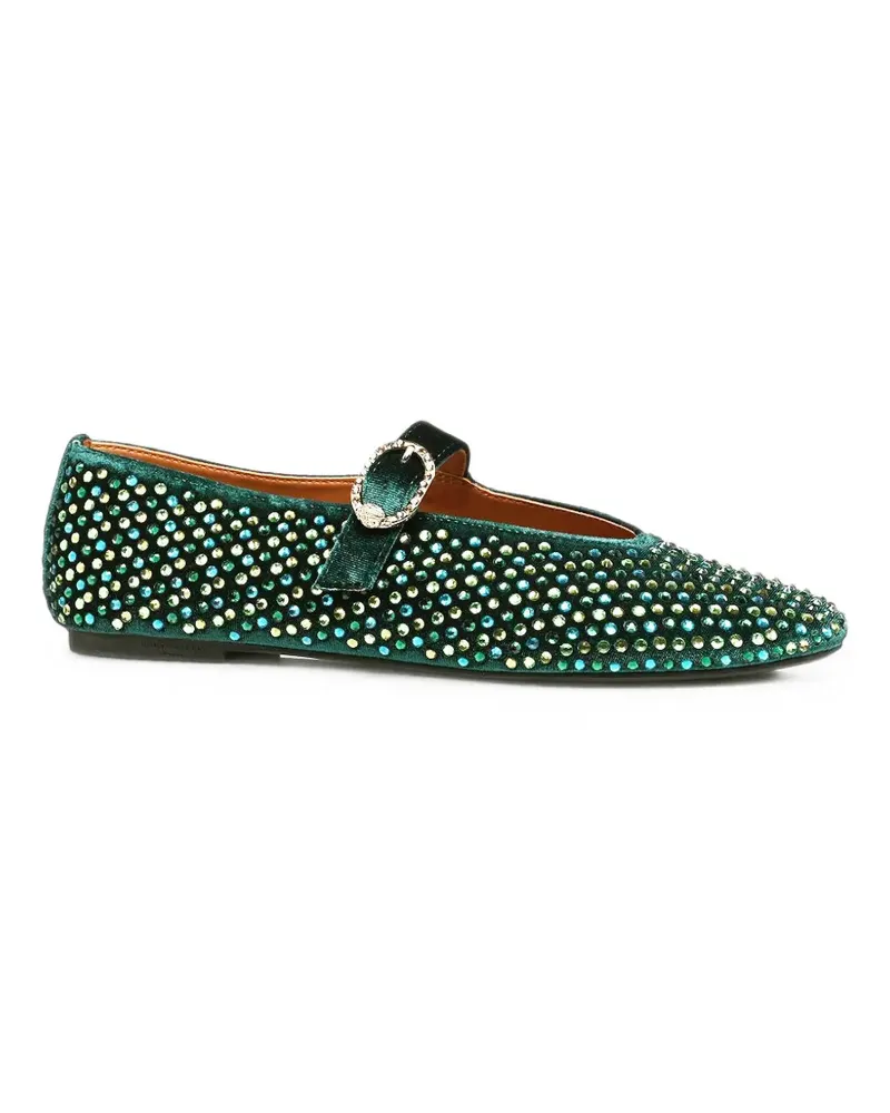 Kurt Geiger Ballerinas aus Samt mit Kristallen - Grün Grün