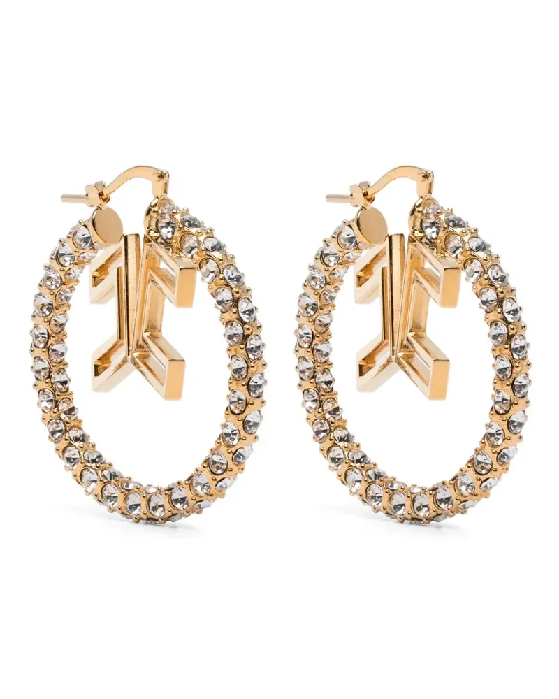 Elisabetta Franchi logo-detail embellished earrings - Gold Gold