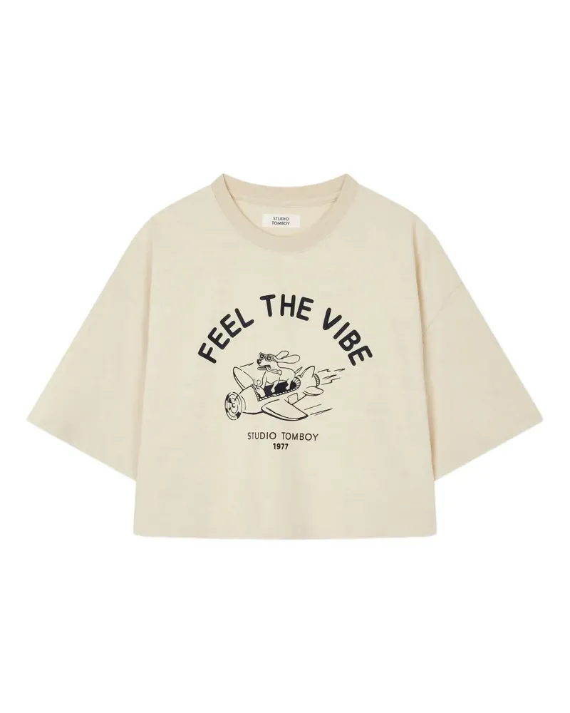 STUDIO TOMBOY Cropped-T-Shirt mit Print - Nude Nude