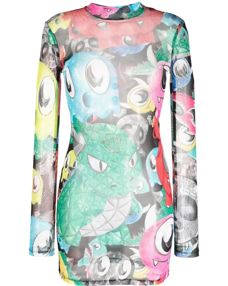 Philipp Plein Kleid mit Monster-Print - Rot Rot