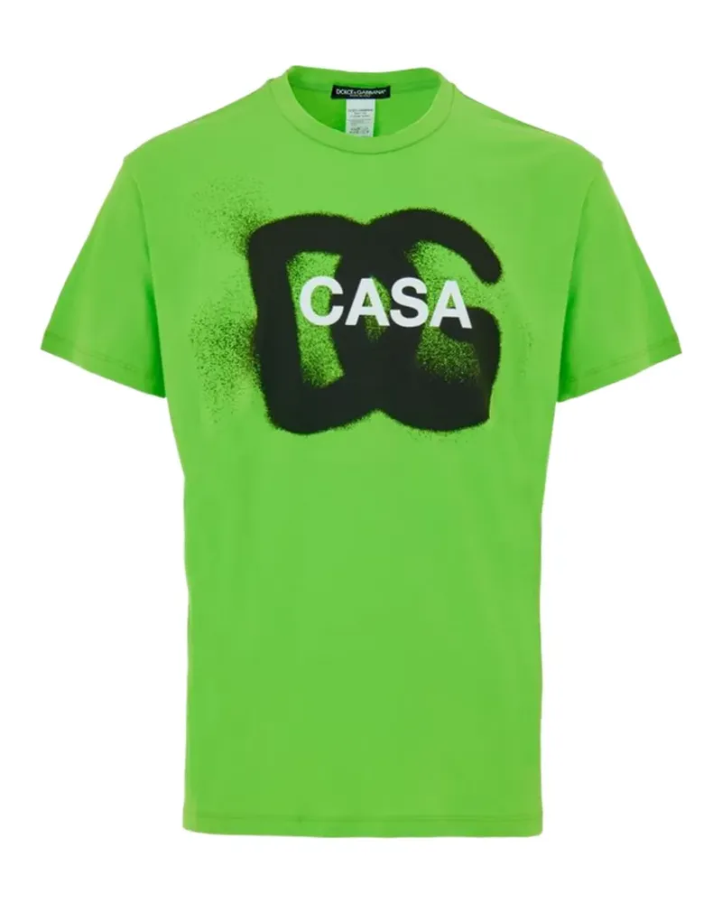 Dolce & Gabbana T-Shirt mit DG Casa-Print - Grün Grün