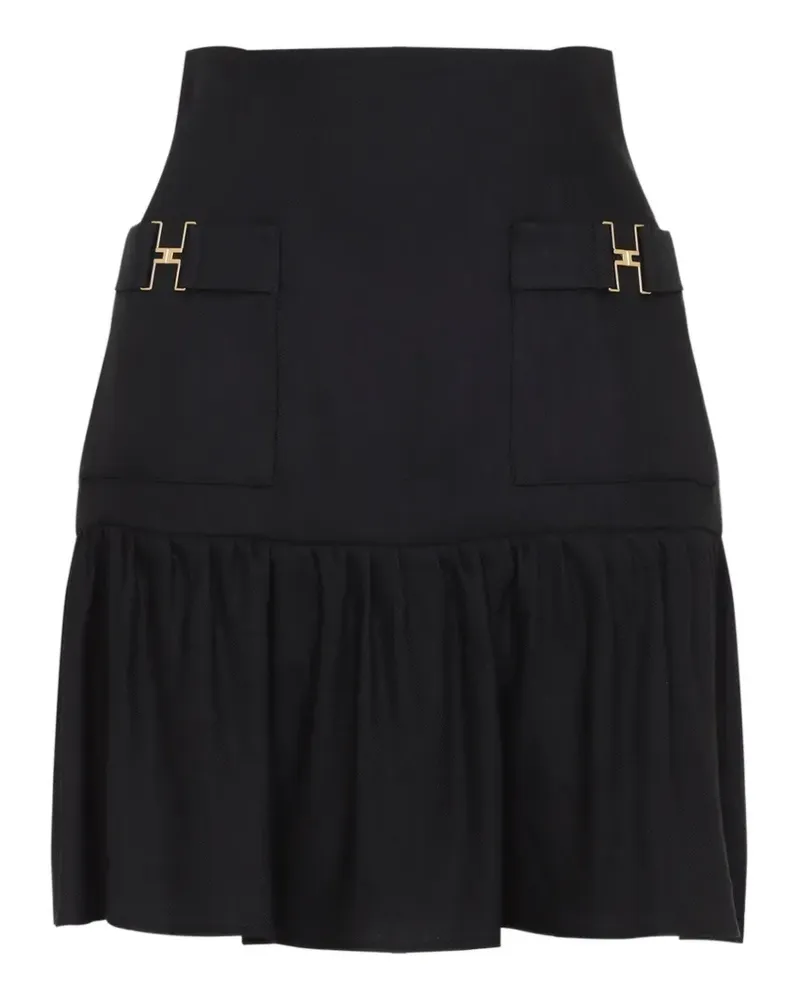 Elisabetta Franchi front-pockets ruffled mini skirt - Schwarz Schwarz