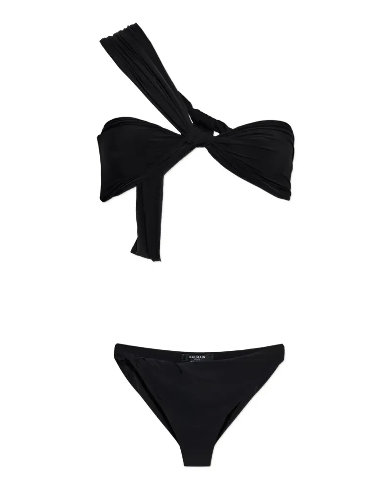 Balmain one-shoulder knotted bikini - Schwarz Schwarz