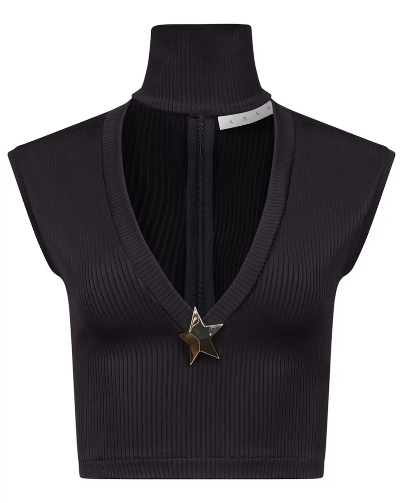 Area Cropped-Top mit Sternnieten - Schwarz Schwarz